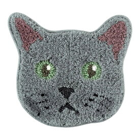 マット チェアパッド チェアマット スミノエ NEKOKAO ネコカオ ブルー 猫柄 日本製 洗える 防ダニ すべり止め 床暖房対応