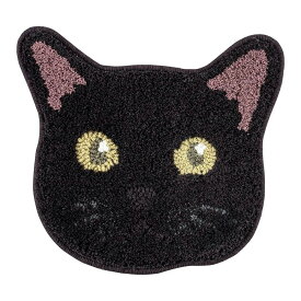 マット チェアパッド チェアマット スミノエ NEKOKAO ネコカオ クロ 猫柄 日本製 洗える 防ダニ すべり止め 床暖房対応