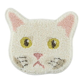 マット チェアパッド チェアマット スミノエ NEKOKAO ネコカオ シロ 猫柄 日本製 洗える 防ダニ すべり止め 床暖房対応