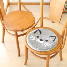 チェアパッド もふもふ アニマル〈 グレーネコ 〉猫 動物 イス 椅子用 クッション ペット マット ウレタン 35cm インテリア 雑貨 動物 勉強机 椅子に