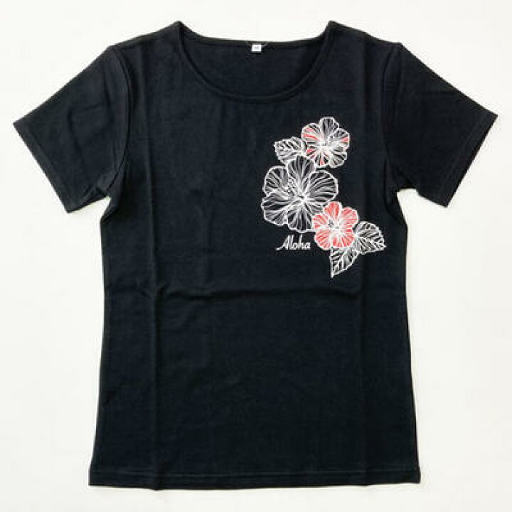 楽天市場】半袖 フラ Tシャツ ハイビスカス 柄 プリント 〈 ブラック 