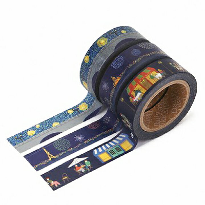 楽天市場 マスキングテープ 3個セット Midnight ミッドナイト メール便不可 ラッピング 年賀状 手紙 クラフト 手作り雑貨に マステ 夜景 月 夜空 絵画 花火 アトリエ阿友美 楽天市場店