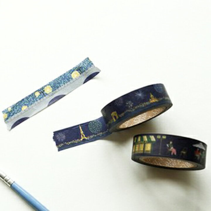 楽天市場 マスキングテープ 3個セット Midnight ミッドナイト メール便不可 ラッピング 年賀状 手紙 クラフト 手作り雑貨に マステ 夜景 月 夜空 絵画 花火 アトリエ阿友美 楽天市場店