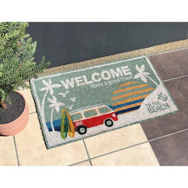 コイヤー マット 玄関マット ウエルカム トウ ザ ビーチ〈WELCOME TO THE BEACH〉70cm×40cm 【送料無料】ホヌ ハワイ ヤシの木 ワーゲンバス ココナッツ ヤシ サーフボード アメリカン ハワイアン 雑貨 インテリア 雑貨