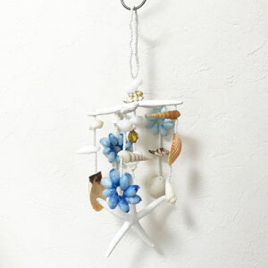ヒトデとバブルシェルのチャイム ティアレ 〈ブルー〉風鈴 ハワイアン雑貨 ハワイアン インテリアに オーナメント