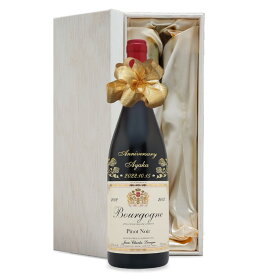 2002年 名前入り彫刻 生まれ年 赤ワイン ジャン=シャルル ルクイエ ブルゴーニュ 辛口 平成14年 名入れ 誕生日プレゼント ワインセット 木箱入