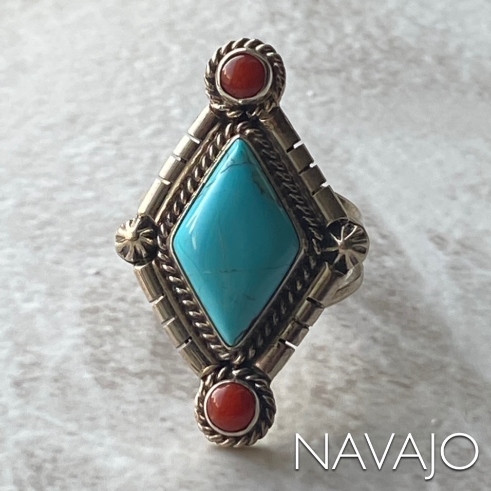 ナバホ族 リング 16号 インディアンジュエリー シルバー925 Navajo indian jewelry ring #16 ナバホ族 リング 16号 インディアンジュエリー シルバー925 指輪 ナバホ シンプル 民族 天然石 メンズ レディース シンプル かわいい 一点物 ギフト プレゼント 送料無料 nvj