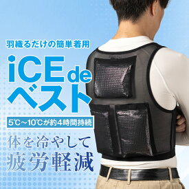 N-001 ice de ベスト(保冷剤3個付属)［アイスデベスト 冷感 冷感ウェア 冷感ベスト 通気性メッシュ素材 保冷剤 ひんやり 速乾 熱中症対策 猛暑対策 快適 体力消耗の軽減 簡単着脱 ワークウェア アウトドア 日本製 ］