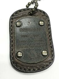 DSQUARED2 プレートネックレス レザーアンティークゴールド