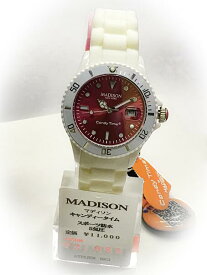 マディソン ニューヨーク キャンディータイム ホワイトケース ピンクダイヤル カレンダーつき
