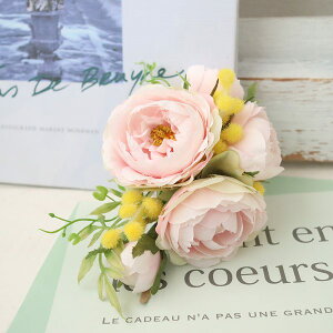 優雅に香る春 オールドローズとミモザのキャスケード コサージュ 入学式 卒業式 326