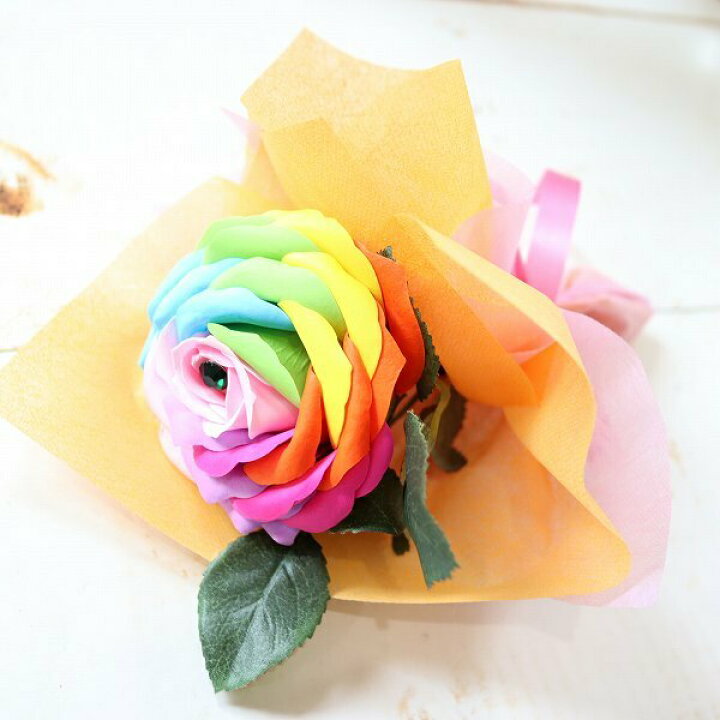 楽天市場 豆シバ レインボーフラワー お祝 送別 誕生日 お見舞 ソープフラワー 豆柴 065 ベルフルール美鈴