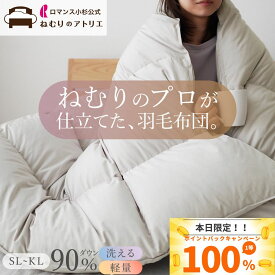 【最大10000円OFFクーポン】ロマンス小杉 公式 洗える 羽毛布団 コインランドリー ウォッシャブル シングル セミダブル ダブル クイーン ロマンス小杉 ダウン90％ 日本製 1.1kg DP370 掛け布団 軽量 冬 冬用 暖かい あたたか あったか 冬掛け 90 秋冬 超軽量