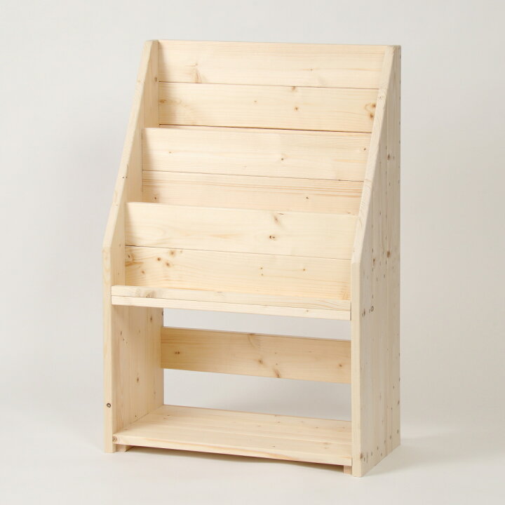 楽天市場】絵本棚 天然木 木製 無垢 絵本ラック 本棚 収納棚 表紙が  