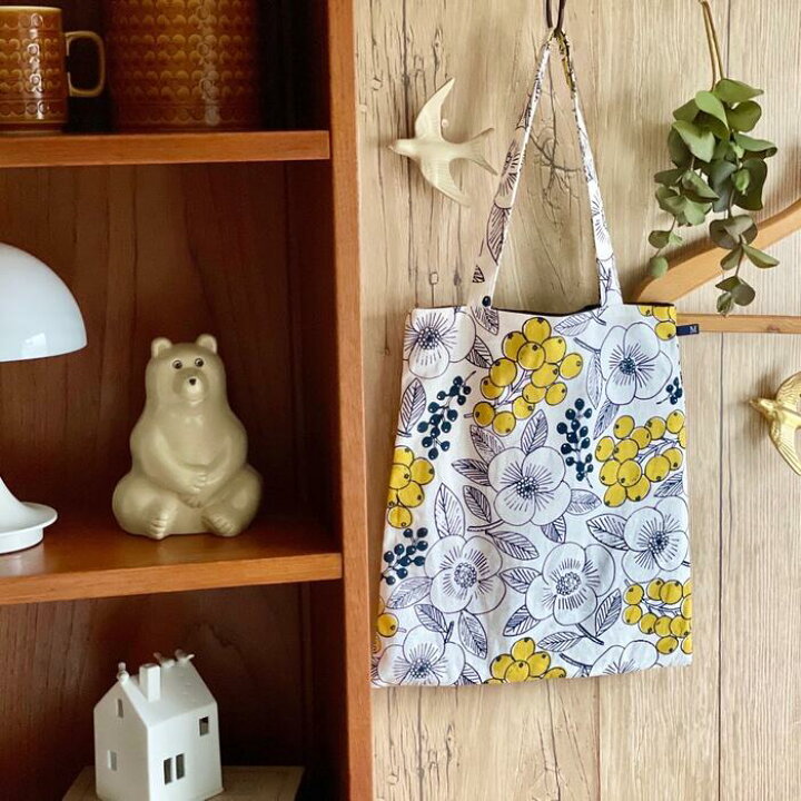 楽天市場】トートバッグ コットン リネン 花 イエロー 北欧 暮らし  