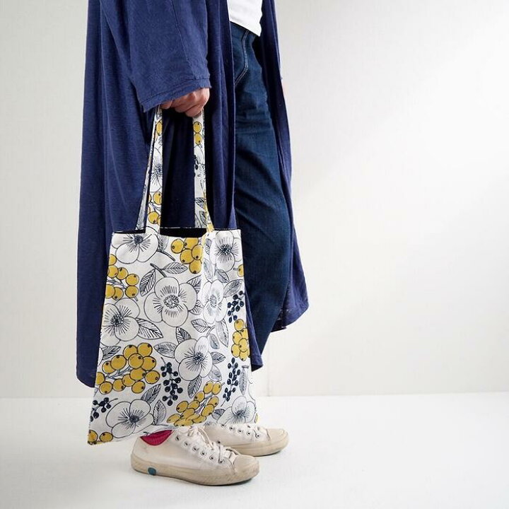 楽天市場】トートバッグ コットン リネン 花 イエロー 北欧 暮らし  