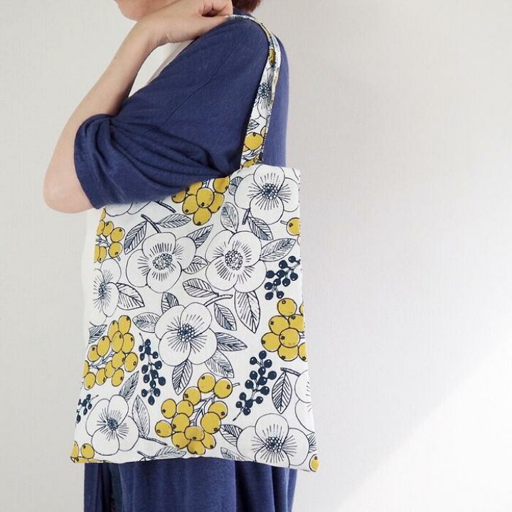 楽天市場】トートバッグ コットン リネン 花 イエロー 北欧 暮らし  