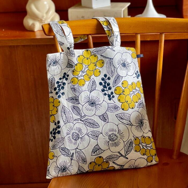 楽天市場】トートバッグ コットン リネン 花 イエロー 北欧 暮らし  