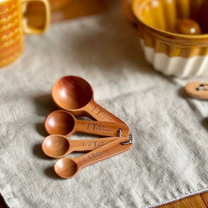 楽天市場 計量スプーン おしゃれ 木製 4本 セット 大さじ小さじ 大さじ 小さじ 15cc 5cc 2 5cc 1 25cc メジャースプーン キッチンツール キッチン雑貨 天然木 プレゼント 店頭受取対応商品 アトリエバニラ 楽天市場店