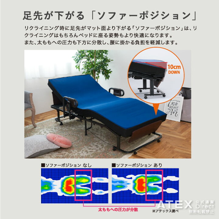 楽天市場】くつろぐベッド収納式 AX-BE839 折りたたみベッド 日本製 