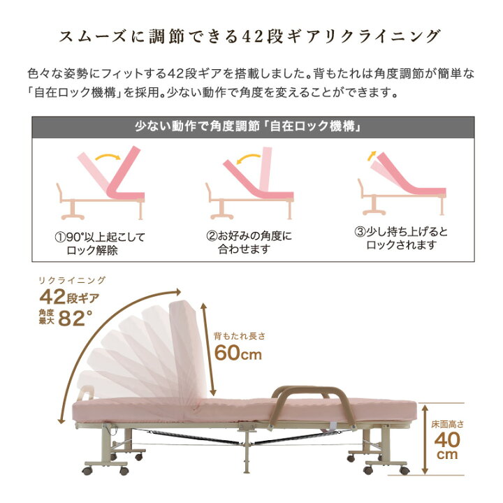 楽天市場】公式 収納式リクライニングベッドセット AX-BG570S シングル 