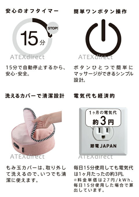 ルルドマッサージクッションSSフットAX-HXL194足足つぼ足裏マッサージフットマッサージもみ玉アテックスATEX※沖縄・離島追加請求あり【楽ギフ_包装】