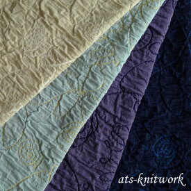 フクレJQ　線書きポップフラワー ニット生地　ボタニカル ジャージー カットソー