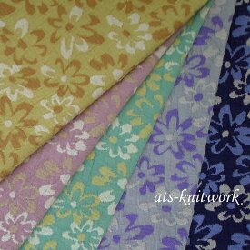 ブリスター ジャガード マーガレット 花柄 総柄 [生地 布 カットソー ジャカード フラワー 可愛い ボタニカル 柄 ニット ジャージー]