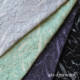 先染め 花柄が浮かぶ立体ジャカード 大人エレガント ふくれ ジャカード ニット ジャージー 花柄 [ 生地 布 カットソー ボタニカル フラワー ]