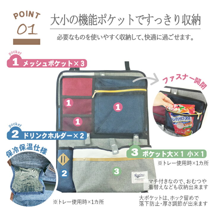 楽天市場 シートバックポケット Lサイズ ドライブポケット 車内 収納 マルチカーポケット シートポケット 食事トレイ付き おしゃれ車内収納 テーブル ウェットティッシュケース トレー付き収納ポケット ウェットティッシュカバー 保冷保温ペットボトルホルダー ペット