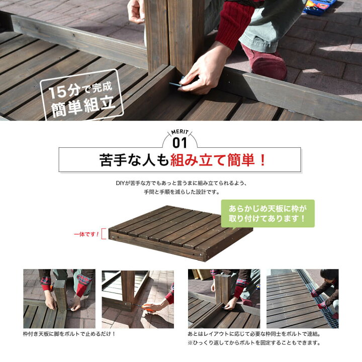 楽天市場】システムサンデッキ 90×180cm 縁台セット 縁台 木製 