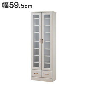\ページ限定・ティースプーン付/ キッチンキャビネット【送料無料】【天然木を使用した薄型食器棚 幅59.5cm】カップボード 開き戸タイプ リビング収納 完成品 組み立て不要 日本製 奥行