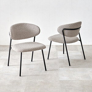 \ページ限定・ティースプーン付/ ブークレ生地 ダイニングチェア 2脚セット MC-8649