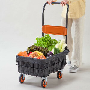 折りたたみ式 バスケット台車 深型 専用カバー付き 04194