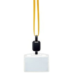 吊り下げ名札セット(リール式・ソフトケース・チャック式) 黄 10個入  OS-ナフR180YX10   015-0813