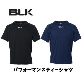 【メール便発送】BLK パフォーマンスティーシャツ Tシャツ 半袖シャツ プラシャツ ポリエステル 伸縮性 スポーツ ラグビー ウォームアップ 練習 移動着 ブラック ネイビー BJ24PSST BK NV