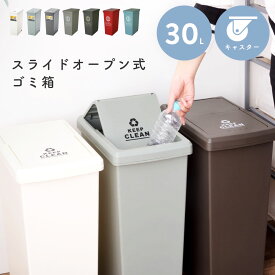 [クーポンで全品10%OFF] ゴミ箱 30L 30リットル 屋外 デザインゴミ箱 スリム ゴミ箱 分別ゴミ箱 スタイリッシュデザイン 分別 アースカラー スライド キャスター付き 丸洗い 茶色 緑 白 ベージュ 青 くすみブルー 赤 葉っぱ パリス おしゃれ