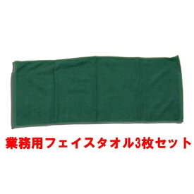 タオル 業務用 250匁 フェイスタオル 3枚 グリーン 緑色 34x85cm 無地 業務用タオル 業務用フェイスタオル ショートパイル メール便 送料無料 200匁 以上 エステタオル 施術 クリニック 整形外科