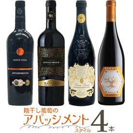厳選 「陰干し葡萄のアパッシメント 4本セット」ver5.0　｜　赤ワイン セット 陰干 アパッシメント 製法 アマローネ スタイル イタリア ロッカブルナ モンテ テーザ トゥルッリ ルカーレ レジェーロ アパッシメント バスティオーニ