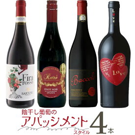 厳選 「陰干し葡萄のアマローネスタイル4本　A」ver3.0　｜　赤ワイン セット 陰干 アパッシメント 製法 アマローネ スタイル イタリア ザブ イル パッソ イ バルジ ヴェネト バッコロ ロッソ ドルディジガンディ