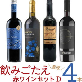 厳選「飲みごたえ赤ワイン4本　セットD」750ml×4　｜　赤 ワイン セット 飲み比べ ポッジョレ ボルピ エボディア ドス アミーゴス ラダチーニ 東欧