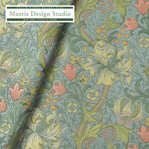 【公式】 生地 布 ジャカード織り MORRIS ( ウィリアムモリス ) ゴールデンリリーマイナー 157cm巾 1巾×10cm単位 生地 布地 日本製 国産 百合 ゆり 植物柄 エレガンス ポリエステル ブルー 川島織