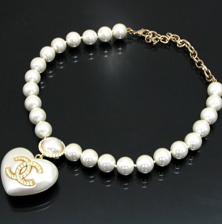 楽天市場】極美品 シャネル CHANEL ハートモチーフ パールネックレス 