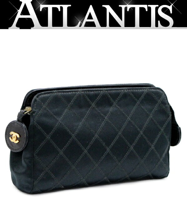 楽天市場】シャネル CHANEL マトラッセ ポーチ サテン 黒 【64394 