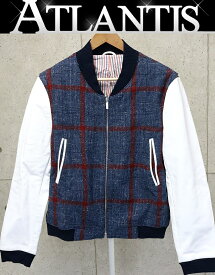 THOM BROWNE 銀座店 トムブラウン バーシティ ジャケット メンズ size:3 チェック ブルー 94475