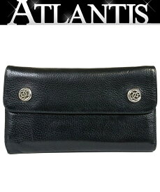 CHROME HEARTS 銀座店 クロムハーツ フローラルボタン ウェーブウォレット レザー SV925 黒 94482