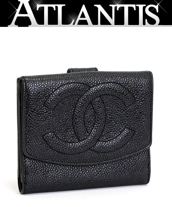 楽天市場】シャネル CHANEL デカココマーク Wホック財布 キャビア 黒 