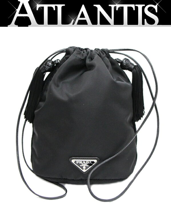 楽天市場】極美品 プラダ PRADA 巾着 ハンドバッグ ポーチ フリンジ 