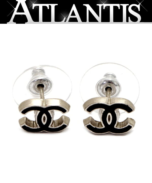 楽天市場】美品 シャネル CHANEL ミニココマーク ピアス 黒×シルバー  