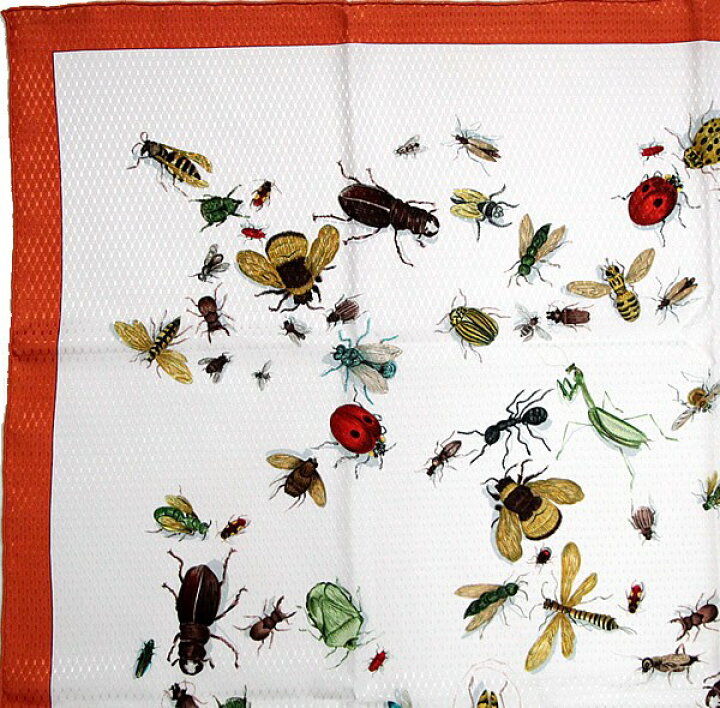 楽天市場】美品 エルメス HERMES カレ90 Insect 昆虫 大判スカーフ 白 
